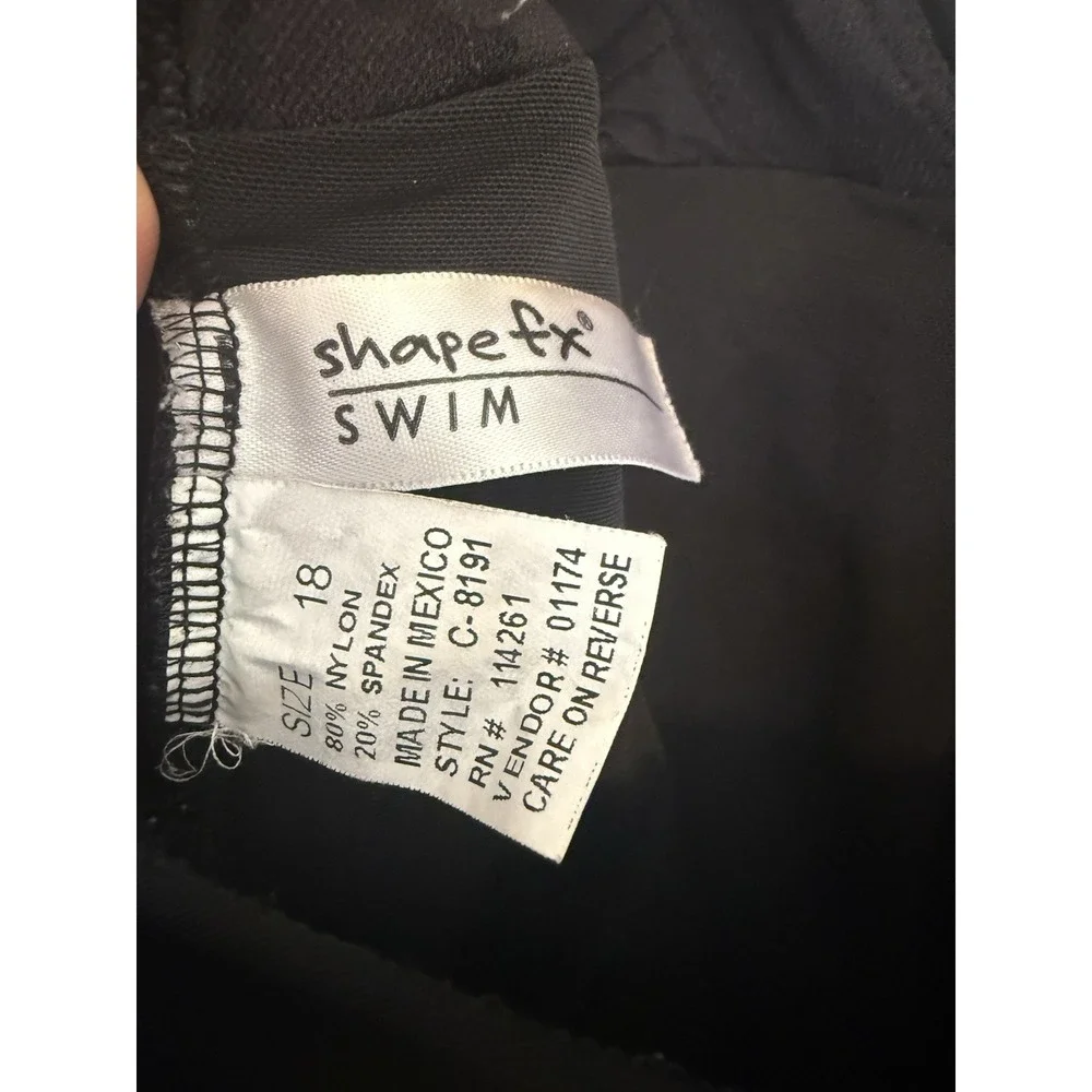 Shape FX One piece Swimsuit Skirt Plus Size 18 Black Tummy Control Rouche V Neck